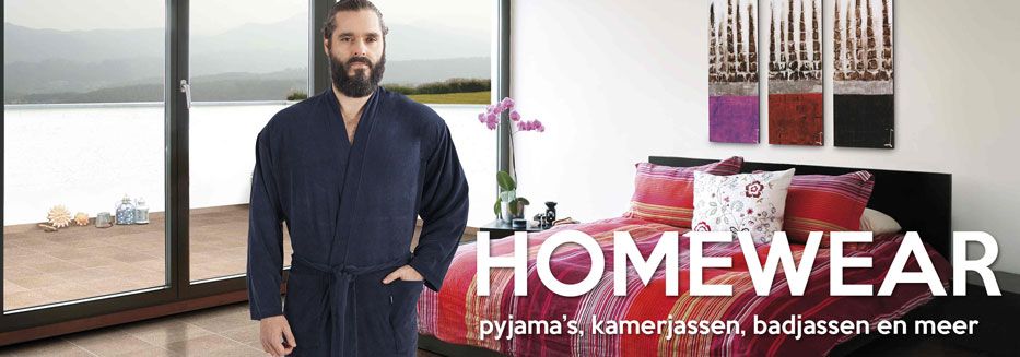 Homewear, pyjama's, indoorbroeken, badjassen, kamerjassen Homewear in grote maten