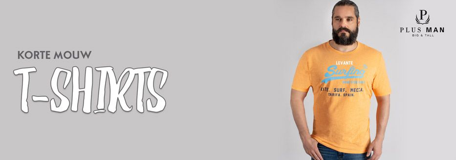 Korte mouw t-shirts tot maat 9XL van bekende merken Korte mouw t-shirts in grote maten